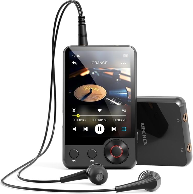Lettore MP3 MECHEN D53 nero con touchscreen da 2,4 pollici e auricolari