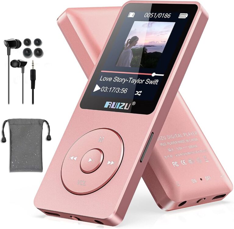 Lettore MP3 Bluetooth RUIZU X02 rosa con schermo da 1,8 pollici e tasti a rotella