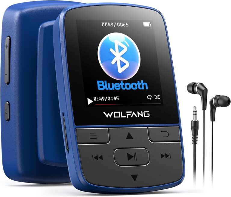 Lettore MP3 con clip WOLFANG WMP01 blu con schermo a colori e tasti fisici