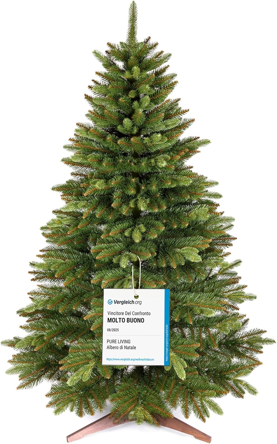 Albero di Natale artificiale Pure Living Premium verde folto con base in legno