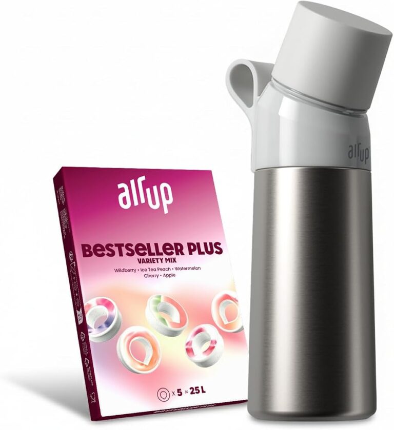 Borraccia air up Twist Pro Steel 480 ml in acciaio inox con tappo bianco e confezione di pod