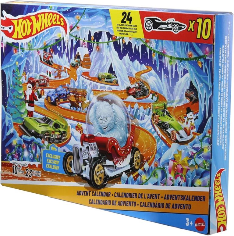 Calendario dell'Avvento Hot Wheels 2026 con macchinine in scala 1:64 e auto dello yeti