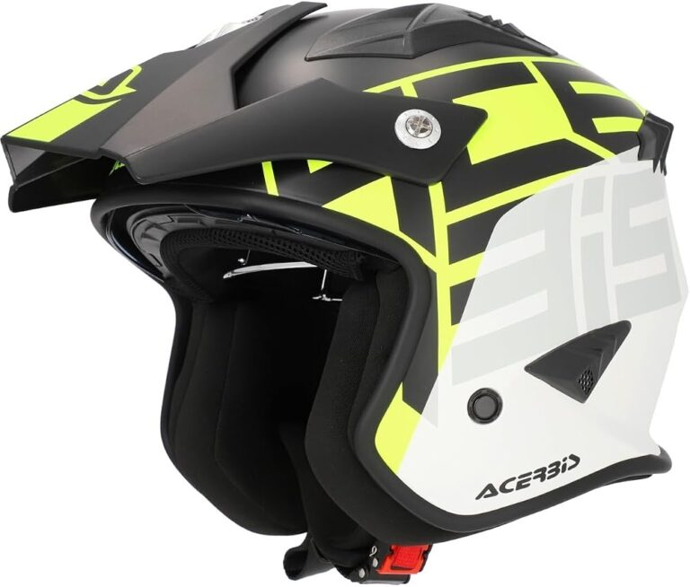 Casco jet Acerbis Aria bianco, nero e giallo fluo con frontino