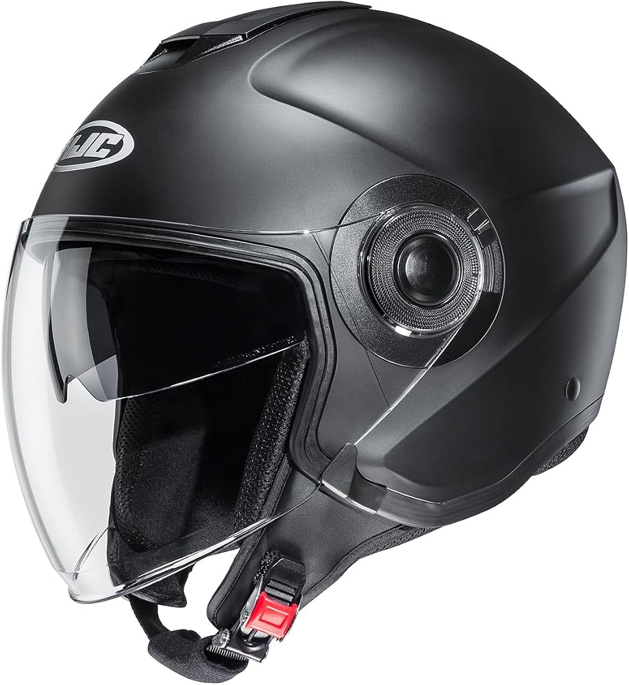 Casco jet HJC i40N nero semi opaco con visiera lunga