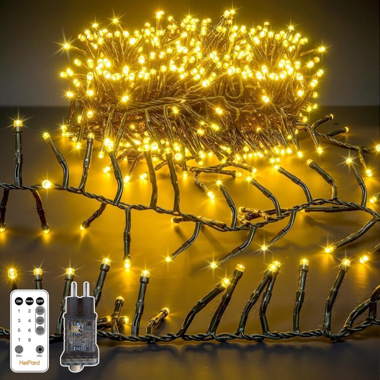 Catena luminosa a grappolo HeiPard da 11,25 metri con 750 LED bianco caldo