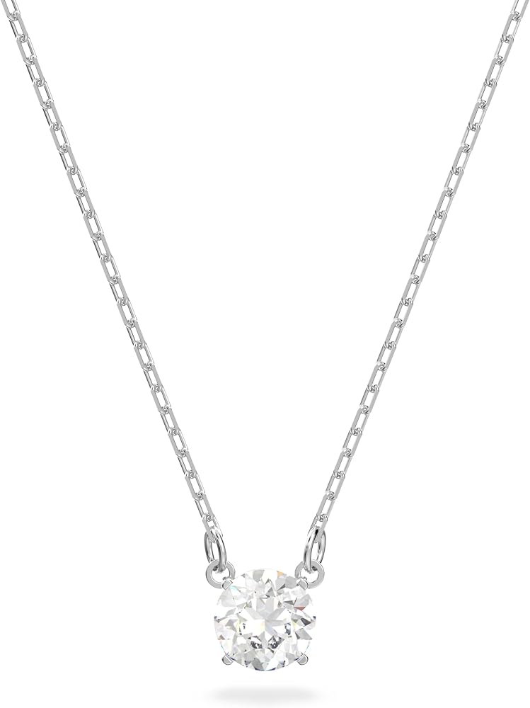 Collana Swarovski Stilla con catenina color argento e pendente con un solo cristallo bianco