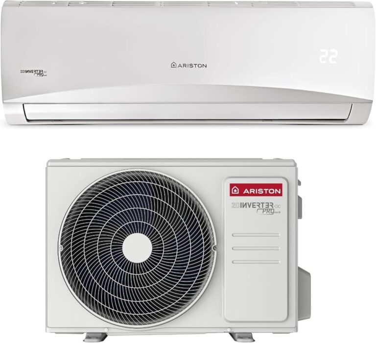 Condizionatore Ariston Prios R32 9000 BTU: split interno con display e unità esterna