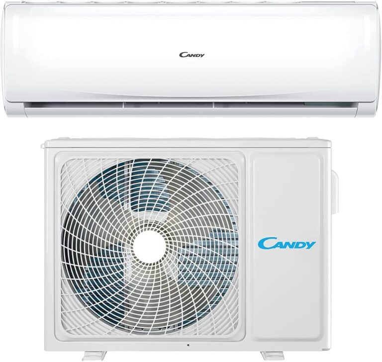 Condizionatore Candy Pura 12000 BTU: split interno bianco e unità esterna