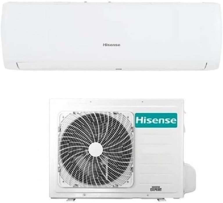 Condizionatore Hisense Easy Smart 12000 BTU: split interno bianco e unità esterna
