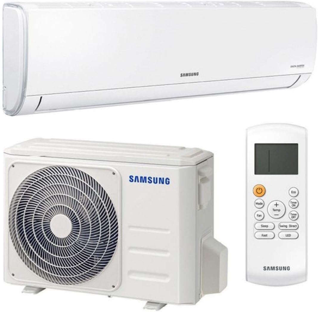 Condizionatore Samsung AR35 12000 BTU: split interno bianco, unità esterna e telecomando