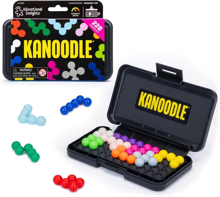 Rompicapo Kanoodle nella custodia nera con pezzi a sfere colorate