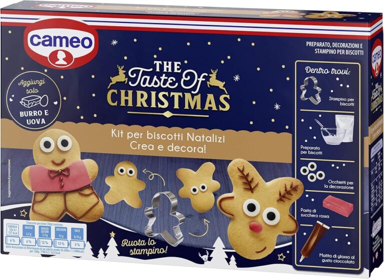 Confezione del kit Cameo The Taste of Christmas con biscotti a forma di renna e omino