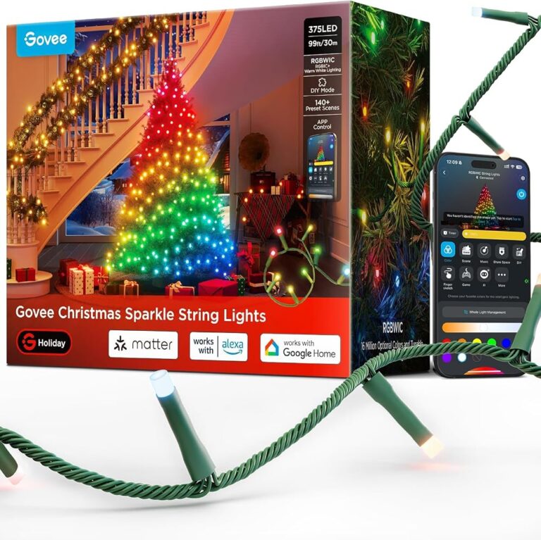 Luci per albero di Natale Govee Christmas Sparkle RGBWIC da 375 LED con app e Matter
