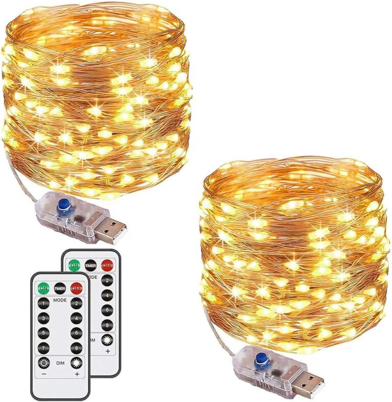 Due catene luminose USB da 12 metri con 120 LED su filo di rame e telecomando