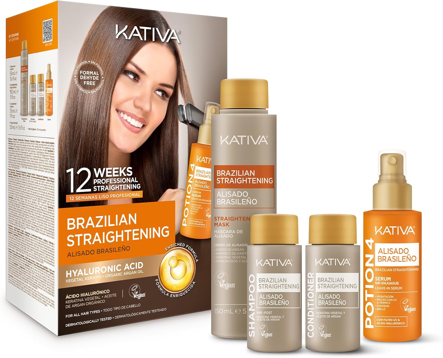 Kit lisciante brasiliano Kativa con acido ialuronico, primo nella classifica dei migliori trattamenti liscianti 2026