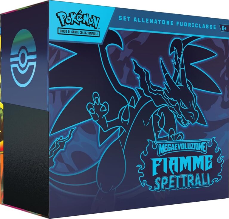 Set Allenatore Fuoriclasse Pokémon Megaevoluzione Fiamme Spettrali con nove buste, carta promozionale e accessori