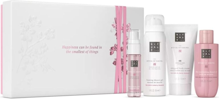Cofanetto RITUALS The Ritual of Sakura bianco e rosa con quattro prodotti per il corpo