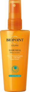 Flacone spray arancione Biopoint Solaire Hair Milk per la protezione solare dei capelli