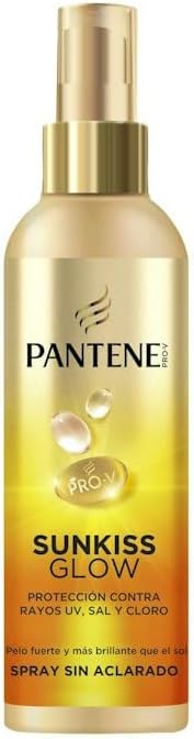 Flacone spray dorato Pantene Pro-V Sunkiss Glow con protezione solare