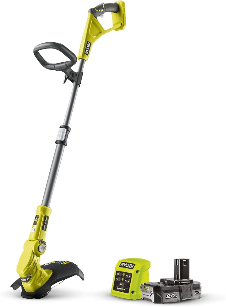 Tagliabordi a batteria Ryobi ONE+ 18V giallo-verde con batteria e caricabatterie