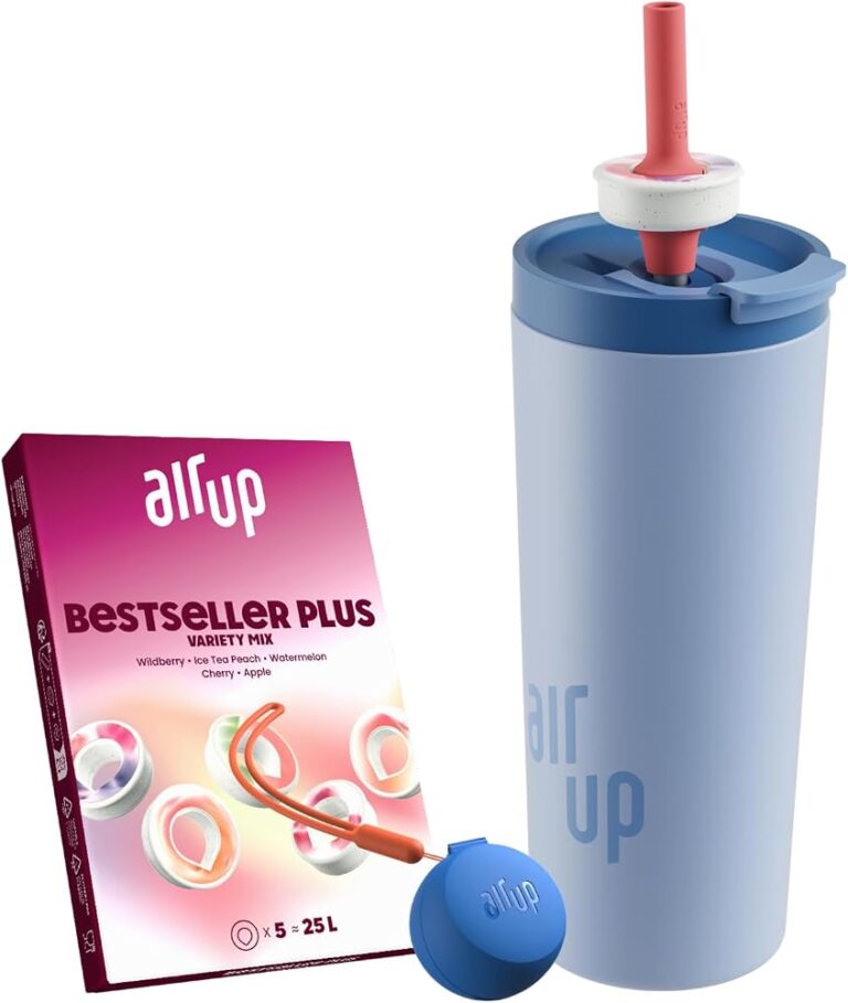 Tumbler air up 709 ml azzurro in acciaio inox con cannuccia e confezione di 5 pod
