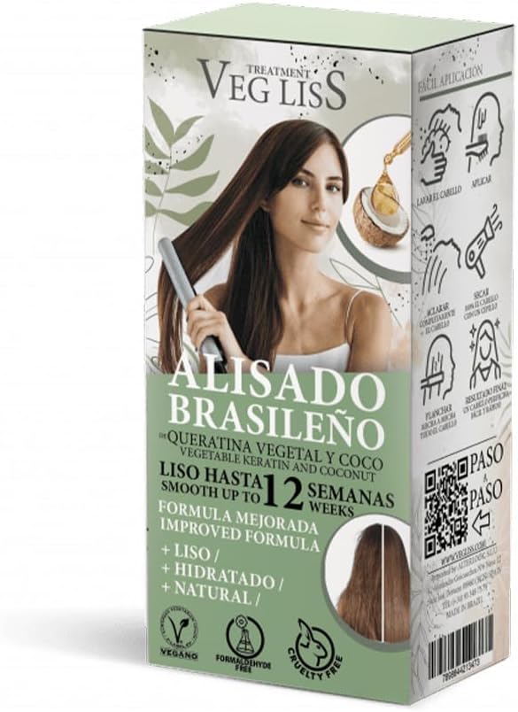 Kit lisciante vegano VegLiss con shampoo preparatore e trattamento alla cheratina vegetale