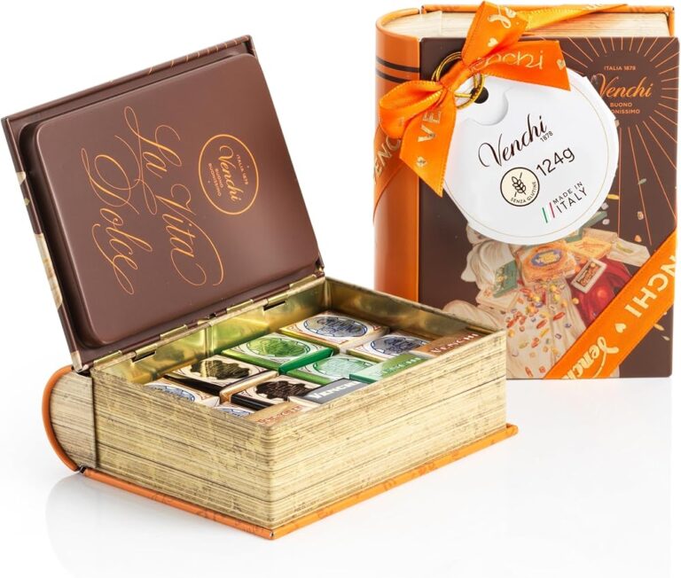 Mini libro in latta Venchi aperto con cioccolatini Cremini incartati