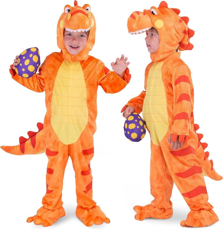 Costume da dinosauro T-Rex per bambini Spooktacular Creations con cappuccio, tuta con coda e uovo di peluche