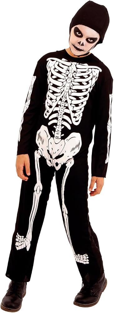Costume da scheletro Skelito per bambini Rubie's, tuta stampata con cappuccio