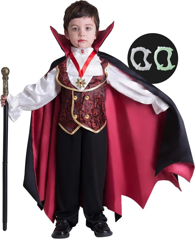 Costume da vampiro Dracula per bambini Spooktacular Creations con gilet, mantello, pantaloni, medaglione e bastone