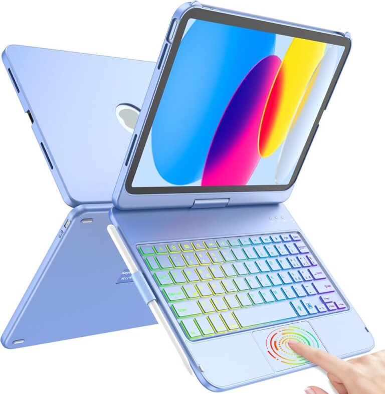 Custodia con tastiera retroilluminata e ampio trackpad TQQ per iPad A16 e 10a generazione