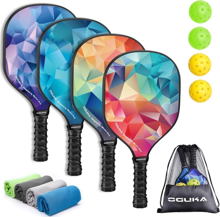 Set di 4 racchette da pickleball leggere con 4 palline, asciugamani e borsa