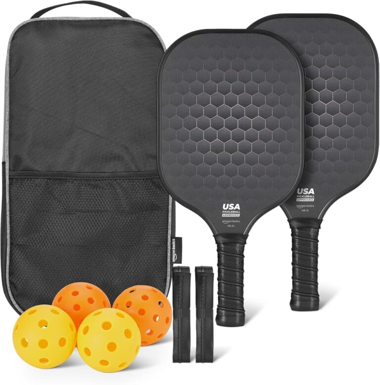 Set Amazon Basics con 2 racchette da pickleball approvate USAPA, 4 palline e 2 grip