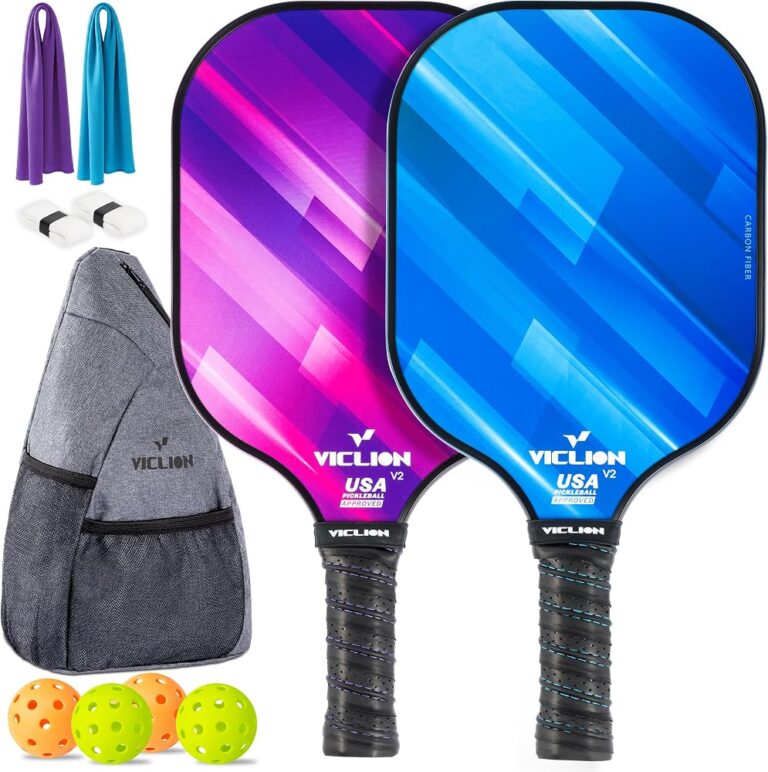 Set di 2 racchette da pickleball in fibra di carbonio approvate USA Pickleball, con palline e borsa